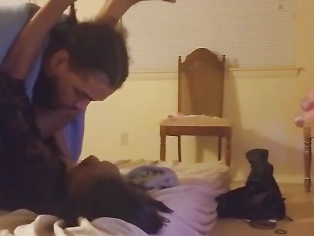 Black amateur couple passionately fucking at home