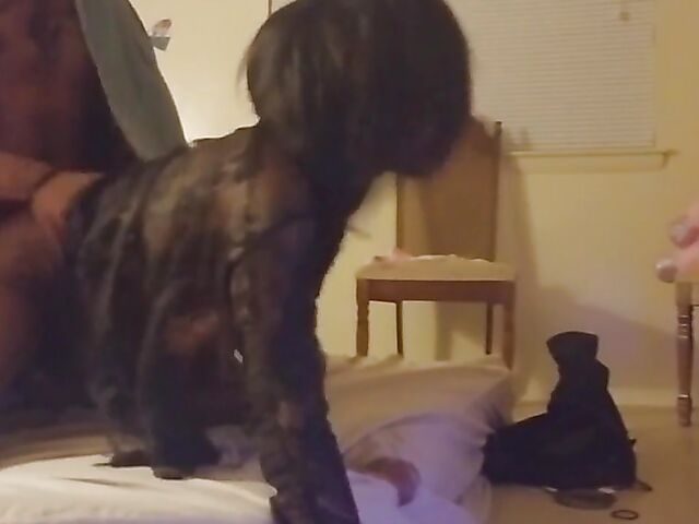 Black amateur couple passionately fucking at home