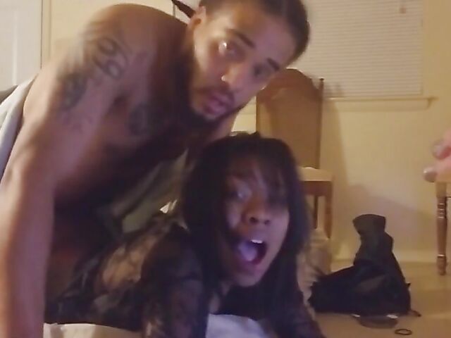 Black amateur couple passionately fucking at home