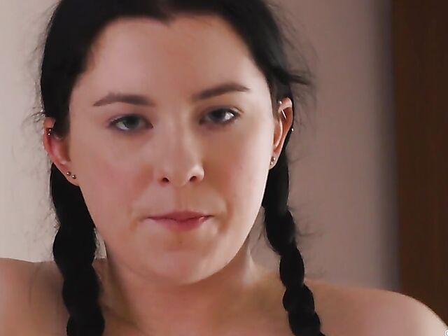 Pigtailed Astrid's solo in the kitchen in Girls Out West