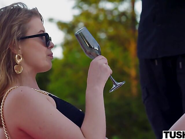 Elya Moore - Tushy anal by the pool with a bikini girl