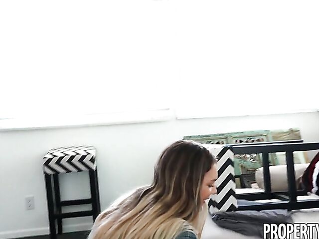 Gabbie Carter's young big tits and shaved snatch for the new homeowner