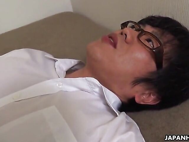 Uncensored Japanese threesome with cute Maki Takei