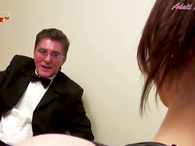 Casting threesome with new British slut Ashleigh