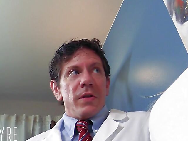 Naive blonde Leya Falcon gets her big fake boobs examined and her pussy fucked by dirty Doctor Groper