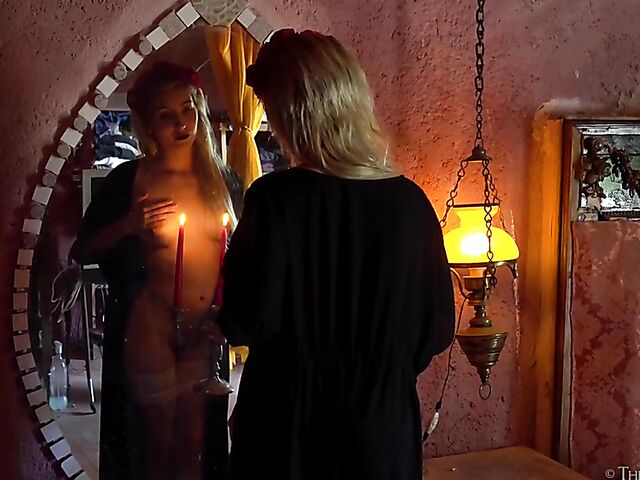 Sophia D - Girl in white stockings masturbation with a candle