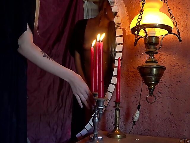 Sophia D - Girl in white stockings masturbation with a candle