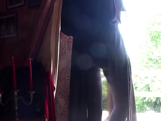 Sophia D - Girl in white stockings masturbation with a candle