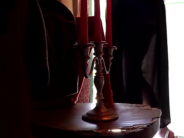 Sophia D - Girl in white stockings masturbation with a candle