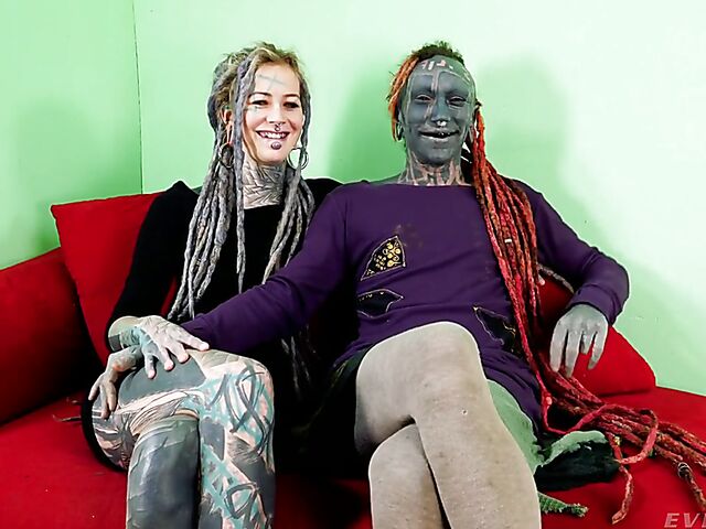 Completely tattooed anal lovers Anuskatzz and LilyLu