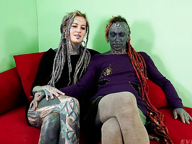 Completely tattooed anal lovers Anuskatzz and LilyLu