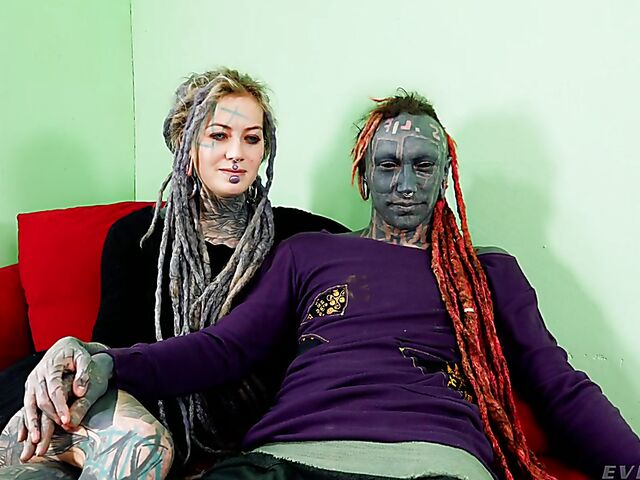 Completely tattooed anal lovers Anuskatzz and LilyLu