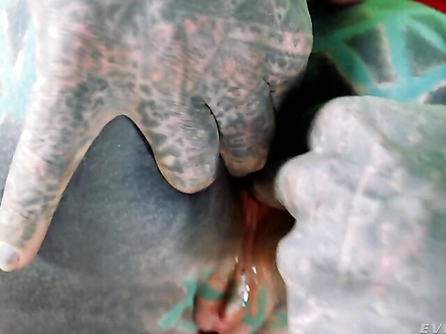 Completely tattooed anal lovers Anuskatzz and LilyLu