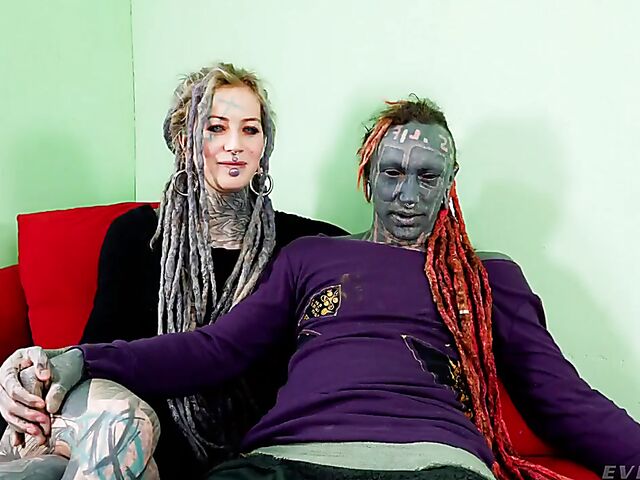 Completely tattooed anal lovers Anuskatzz and LilyLu