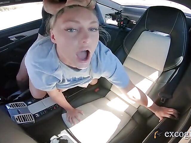 Sex in car and more fun in bed with big breasted blonde Kayley Gunner