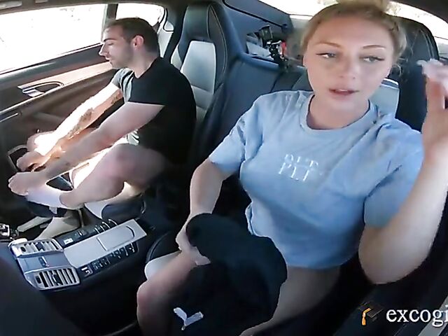 Sex in car and more fun in bed with big breasted blonde Kayley Gunner