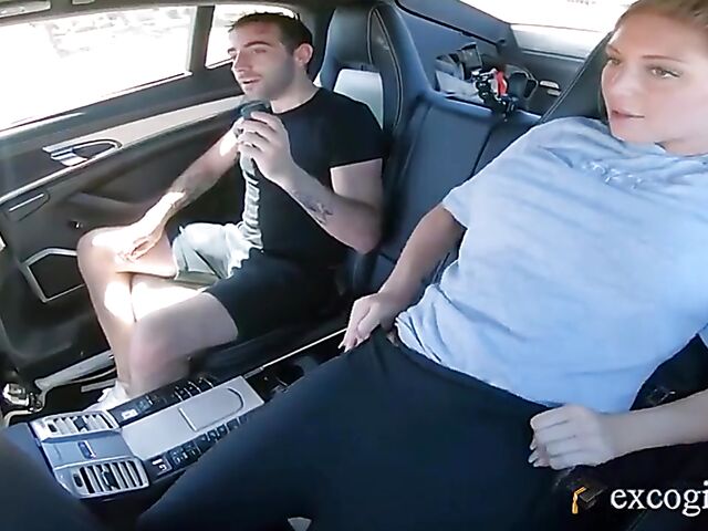Sex in car and more fun in bed with big breasted blonde Kayley Gunner