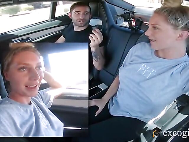 Sex in car and more fun in bed with big breasted blonde Kayley Gunner