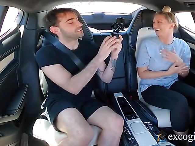 Sex in car and more fun in bed with big breasted blonde Kayley Gunner