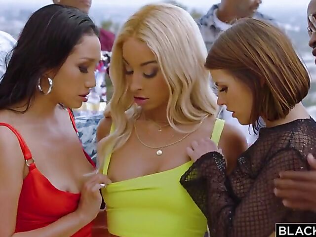 Interracial party orgy outside with squirting Adriana Chechik, Vicki Chase and Teanna Trump