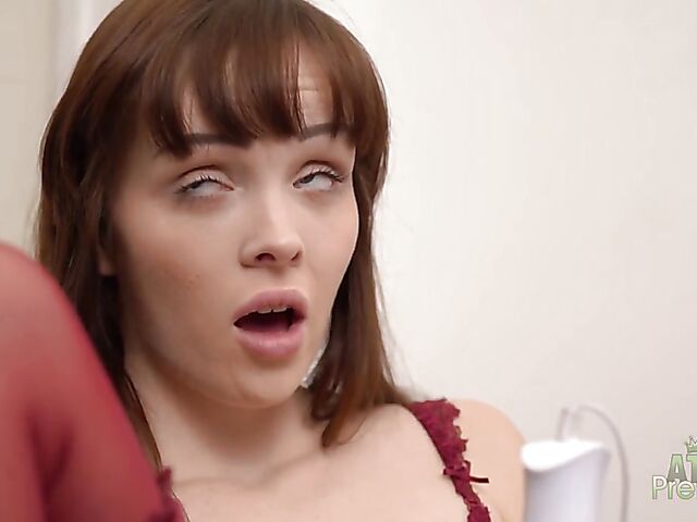 Aliya Brynn - Lingerie and stockings masturbation on a chair with toys