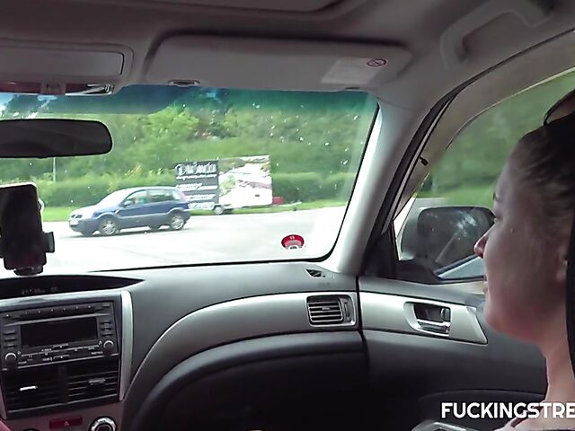 Outdoor sex for money behind the car with slutty Elisa Tiger