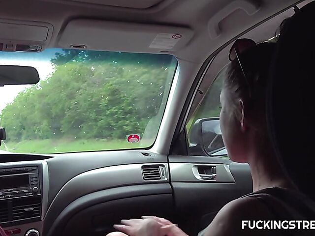 Outdoor sex for money behind the car with slutty Elisa Tiger