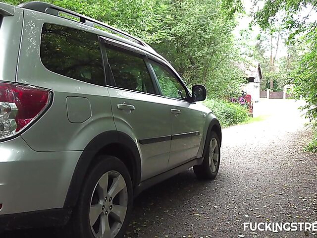 Outdoor sex for money behind the car with slutty Elisa Tiger