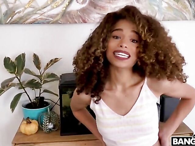 White cock in horny ebony teen Cecilia Lion