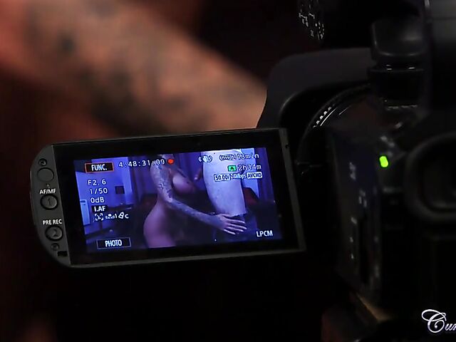 Blowjob cumshot on her knees with big titted tattoo babe Chantelle Fox