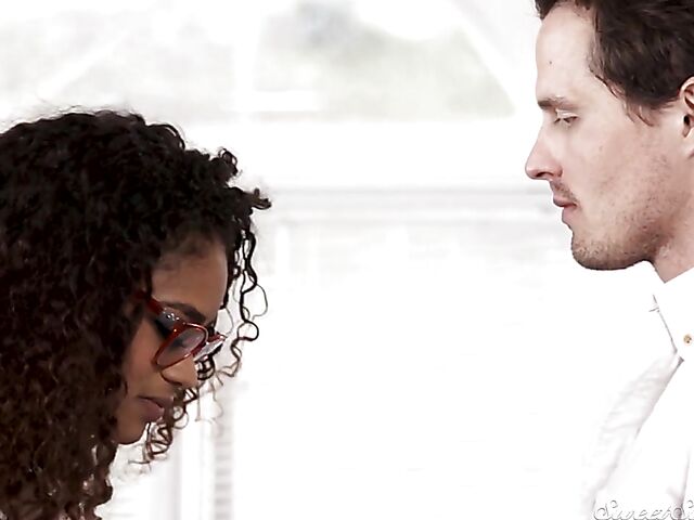 Sexy young ebony Scarlit Scandal gets cum on ass with a white guy