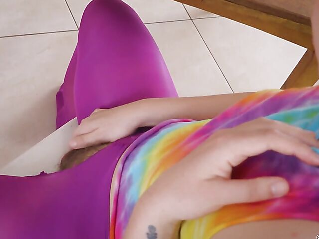 Hairy pantyhose masturbation with short-haired Stone Silver