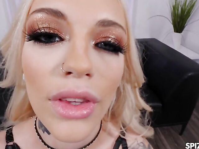 Alex Grey - POV blonde in black stockings and boots