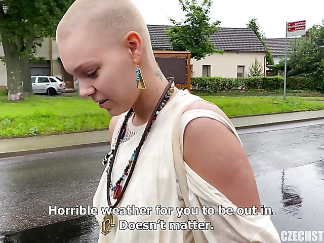 Mud sex for money POV with Czech bald head girl Laura