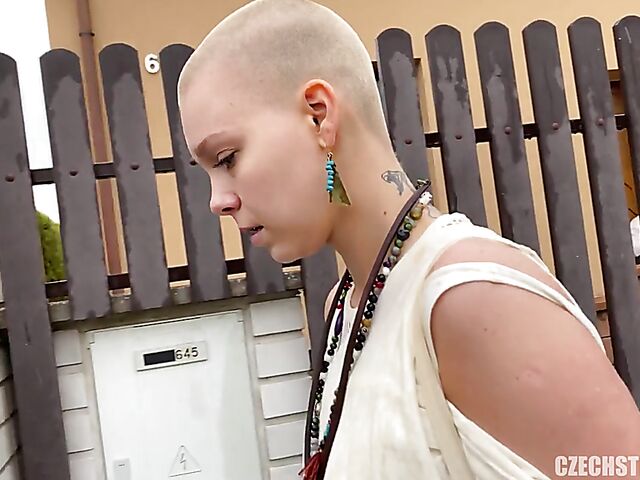 Mud sex for money POV with Czech bald head girl Laura