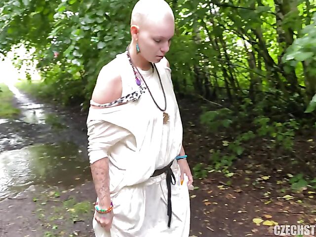 Mud sex for money POV with Czech bald head girl Laura