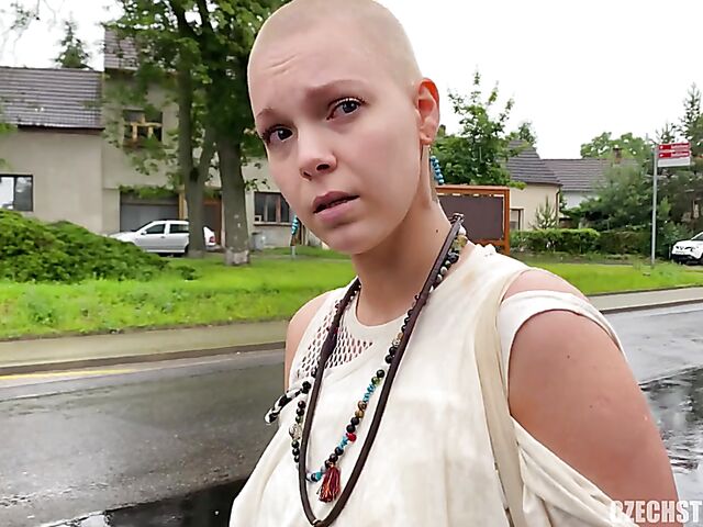 Mud sex for money POV with Czech bald head girl Laura