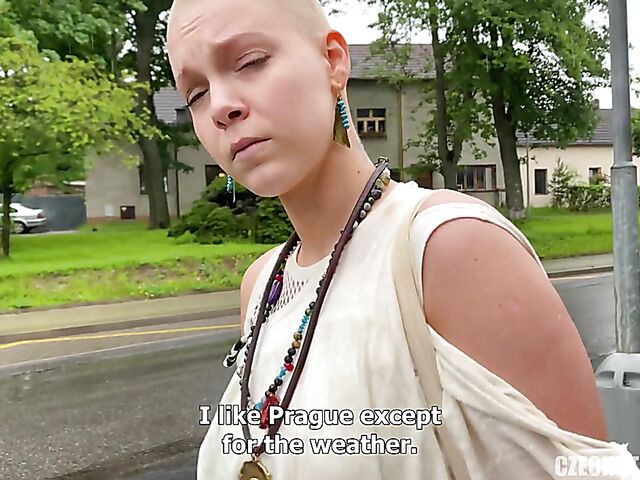 Mud sex for money POV with Czech bald head girl Laura