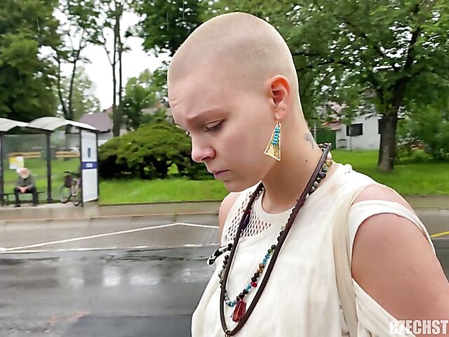 Mud sex for money POV with Czech bald head girl Laura