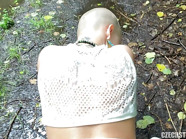 Mud sex for money POV with Czech bald head girl Laura