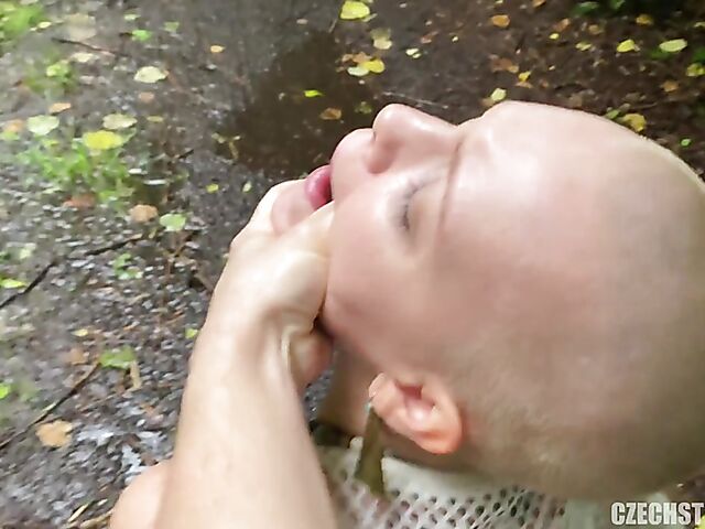 Mud sex for money POV with Czech bald head girl Laura