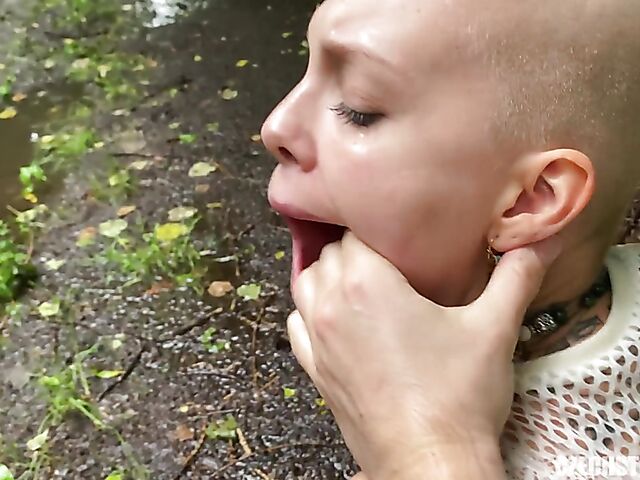 Mud sex for money POV with Czech bald head girl Laura