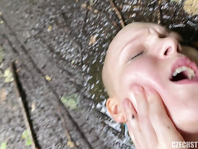 Mud sex for money POV with Czech bald head girl Laura