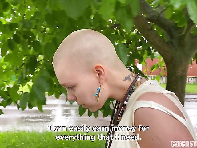 Mud sex for money POV with Czech bald head girl Laura