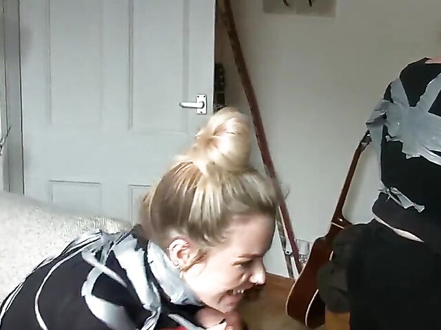 Non nude tape bondage with two pretty girls