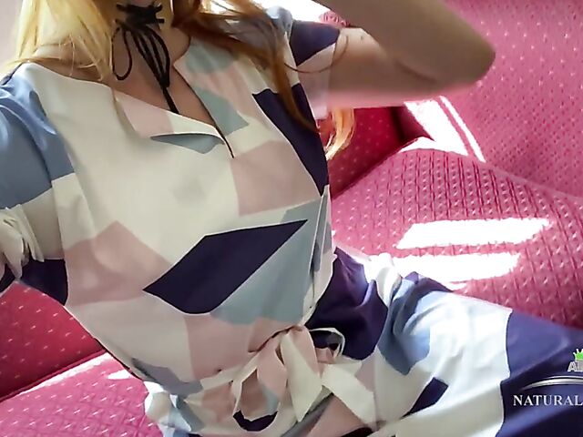 Natural hairy redhead with glasses Rococo Royalle masturbates at home