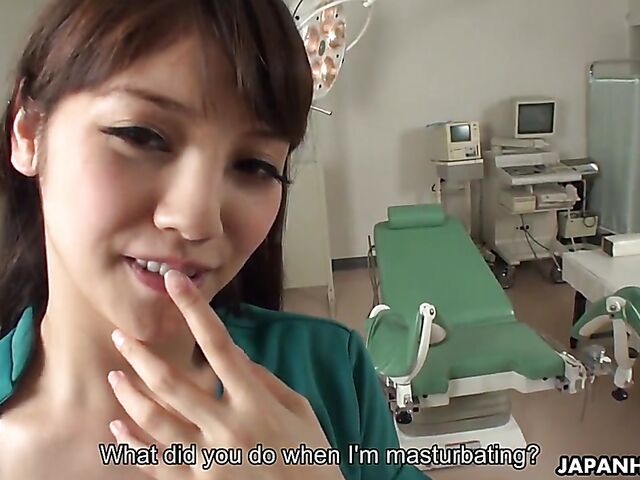 POV Japanese nurse blowjob and handjob with Rei Mizuna