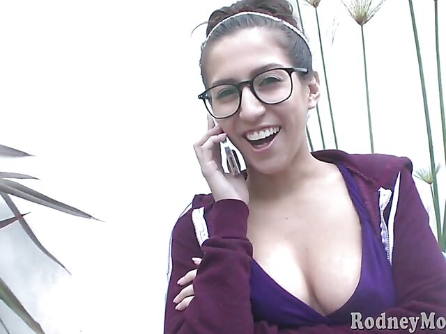 Young April ONeil fucks Rodney Moore and gets cum on glasses