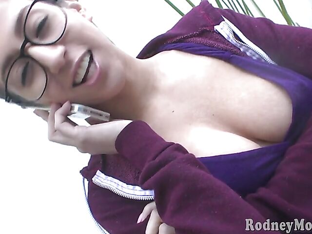 Young April ONeil fucks Rodney Moore and gets cum on glasses