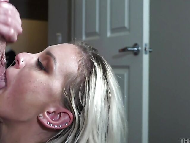 Lady in pink Kenzie Taylor gets throat fucked to the limit